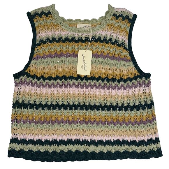 NWT Universal Thread Crochet Knit Green Multi Striped Sleeveless Top Size XXL - Picture 4 of 13